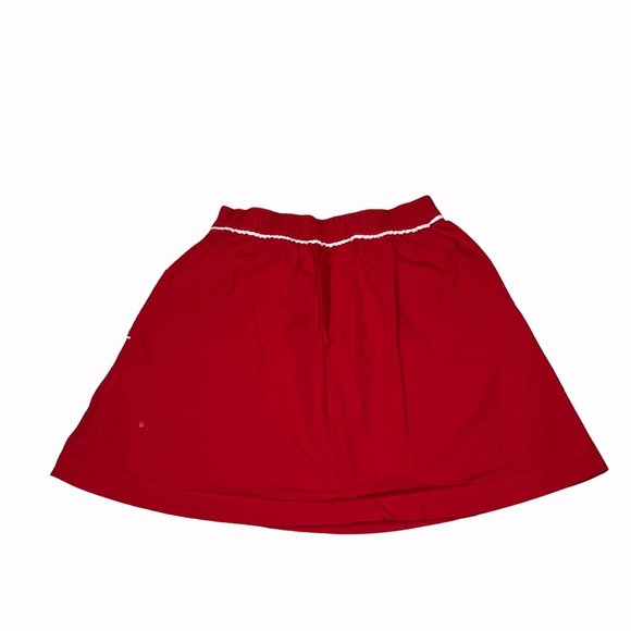 Hanna Anderson Girls Childs Skirt Size 130 Red White Contrast Stitching - Picture 5 of 12